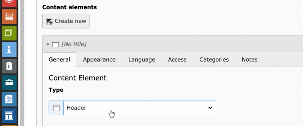 Change content element type to Text & Media