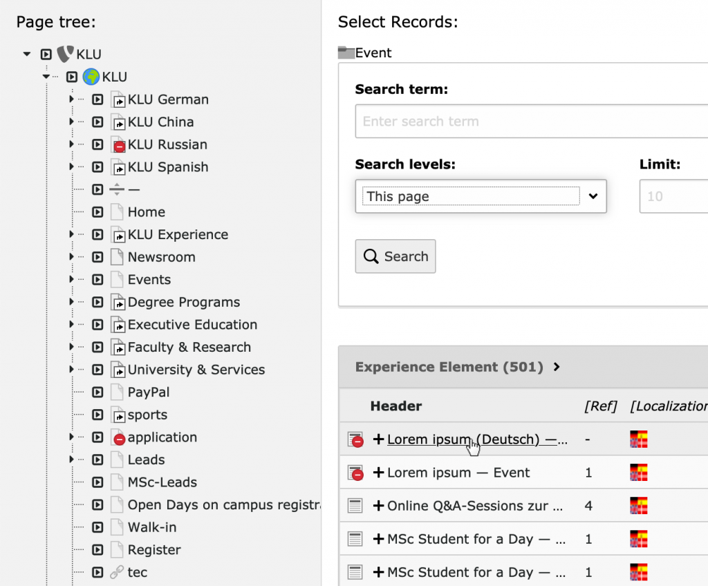 Open record finder