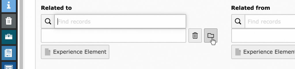 Relation input field with button to open record finder