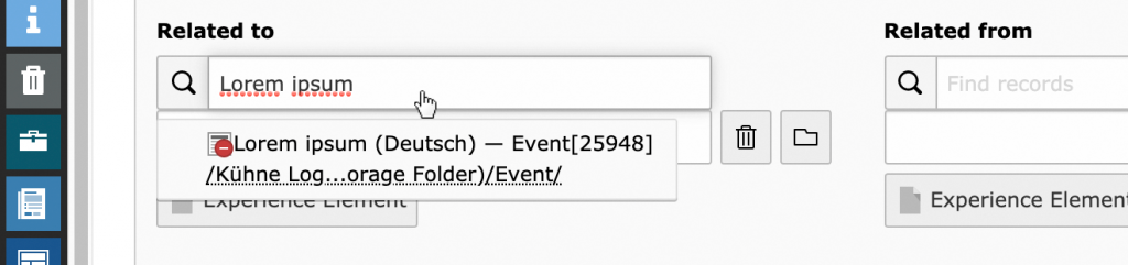 Relation field with active filter